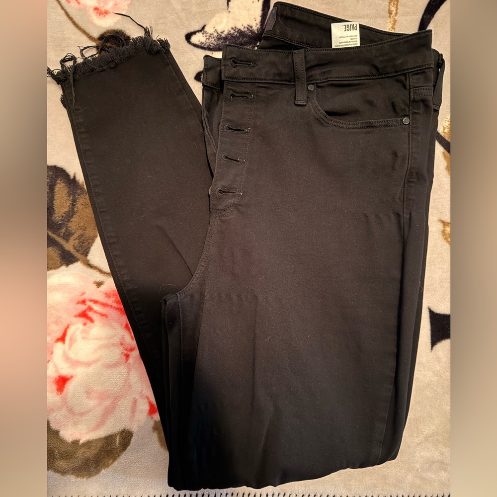 PAIGE Unisex Jet Black Button-Fly Jeans